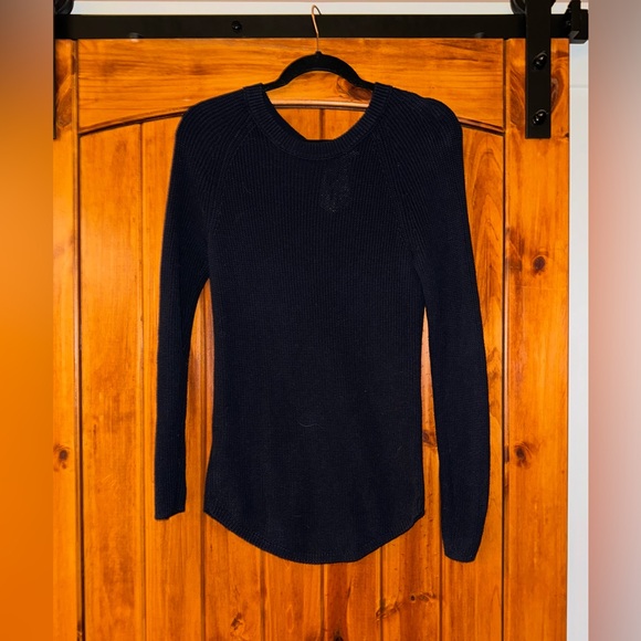 Loft Navy Crew Sweater with back tie - Picture 1 of 3